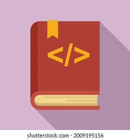 Programming book icon flat vector. Online education. Study training