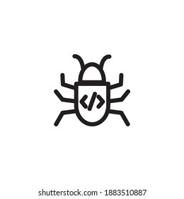 Programming bug beetle icon. Icon design for programming and software engineering. Vector