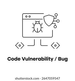 Programming Bug Icon, Source Code Error, Software Glitch Icon, App Vulnerability, Bug Debugger, Faulty Code, Software Fault, Application Error, Bug in Code, Code Checker (Ícone de erro de programação, erro de código-fonte, ícone de falha de software, vulnerabilidade de aplicativo, depurador de erros, código com defeito, falha de software, erro de aplicativo, erro de bug no código, verificador de código)