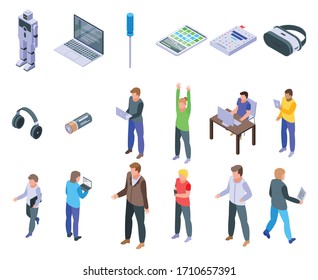 Programming for children icons set. Isometric set of programming for children vector icons for web design isolated on white background