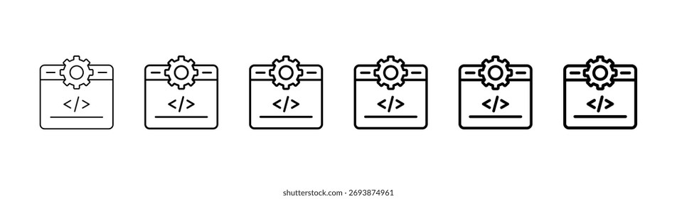 Programación   Iconos de estilo de contorno limpios con diferentes pesos de línea