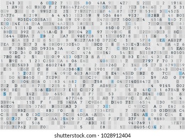 Programming code. Abstract technology background with different symbols and numbers. Binary code. Vector illustration.