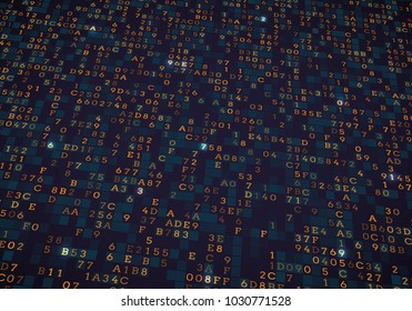 Programming code. Abstract technology background with different symbols and numbers. Binary code. Vector illustration.