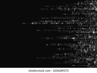 Programming code. Abstract technology background with different symbols and numbers. Binary code. Vector illustration.