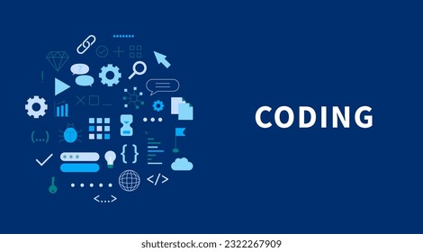 Programming code abstract technology background. Web development, coding and programming responsive layout internet site or app of devices. Creation digital Software mobile, desktop platforms
