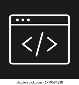 Programación, código, imagen vectorial de icono de aplicación. También se puede utilizar para la tecnología de la información. Idóneo para aplicaciones web, aplicaciones móviles y medios impresos.