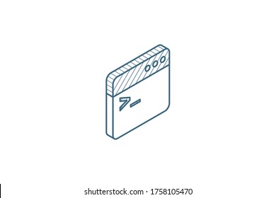 programming code, application isometric icon. 3d vector illustration. Isolated line art technical drawing. Editable stroke