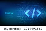 Programming code. Coding or Hacker background. Programming code icon made with binary code. Digital binary data and streaming digital code. Matrix background with digits 1.0. Vector Illustration.