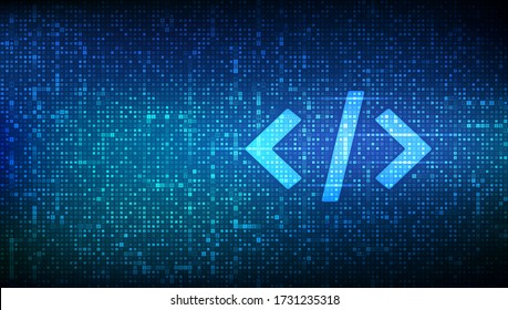 Programming code. Coding or Hacker background. Programming code icon made with binary code. Digital binary data and streaming digital code. Matrix background with digits 1.0. Vector Illustration.