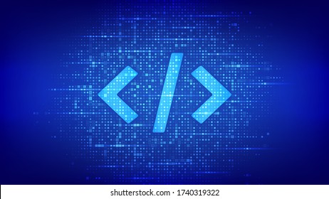 Programming code. Coding or Hacker background. Programming code icon made with binary code. Digital binary data and streaming digital code. Matrix background with digits 1.0. Vector Illustration.