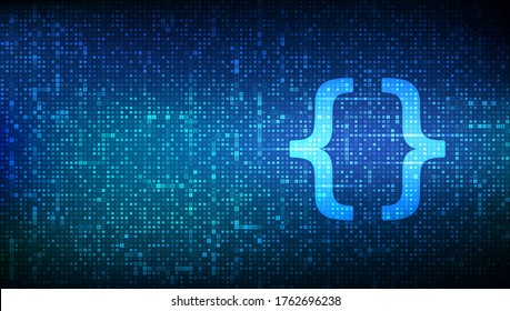 Programming code. Coding or Hacker background. Programming code icon made with binary code. Digital binary data and streaming digital code. Matrix background with digits 1.0. Vector Illustration.