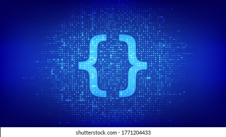 Programming code. Coding or Hacker background. Programming code icon made with binary code. Digital binary data and streaming digital code. Matrix background with digits 1.0. Vector Illustration.