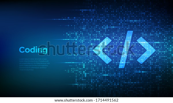 Programming code. Coding or Hacker\
background. Programming code icon made with binary code. Digital\
binary data and streaming digital code. Matrix background with\
digits 1.0. Vector\
Illustration.