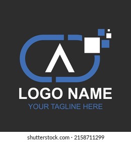 Programming Code And Computer Monitor Logo Template.