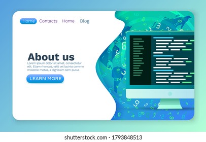 Programming code development, program software application, website banner. Vector illustration