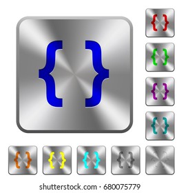 Programming code engraved icons on rounded square glossy steel buttons