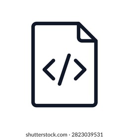Programming code file icon showing software development and script language syntax