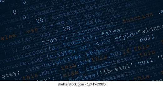 Programming Code. Gyberspace background. Javascript, html and php script.