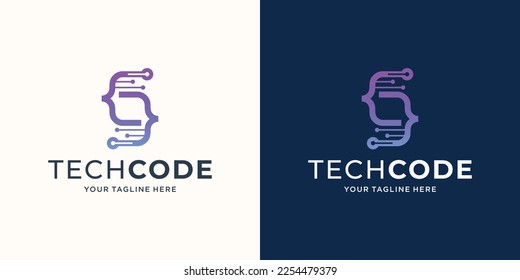 Programming code with initial letter s logo template. suitable for technology, identity logotype.