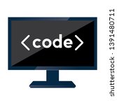 Programming code on a monitor screen - Vector