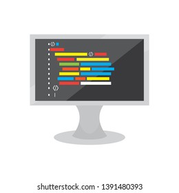 Programming code on a monitor screen - Vector
