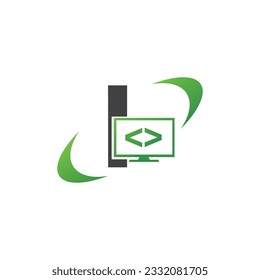 Programming code and technology logo template. Coding school vector design. Computer science logotype