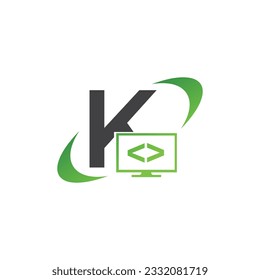 Programming code and technology logo template. Coding school vector design. Computer science logotype