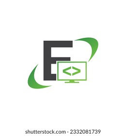 Programming code and technology logo template. Coding school vector design. Computer science logotype