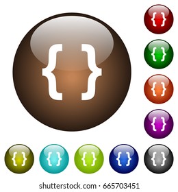 Programming code white icons on round color glass buttons