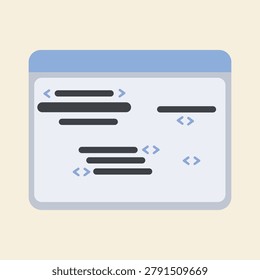 Programming code window illustration software development coding interface and web technology concept