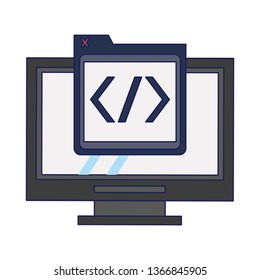 Programming codes technology blue lines