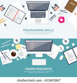  Programming and coding background.Flat design.Program source code.Software coding,testing,debugging.Mobile apps programming.SEO.Search engine. Programming languages for code learning.Coding tutorials