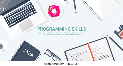 Programming Coding Backgroundflat Designprogram Source Codesoftware ...