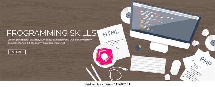 Programming Coding Backgroundflat Designprogram Source Codesoftware ...