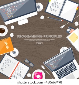 Programming Coding Backgroundflat Designprogram Source Codesoftware ...