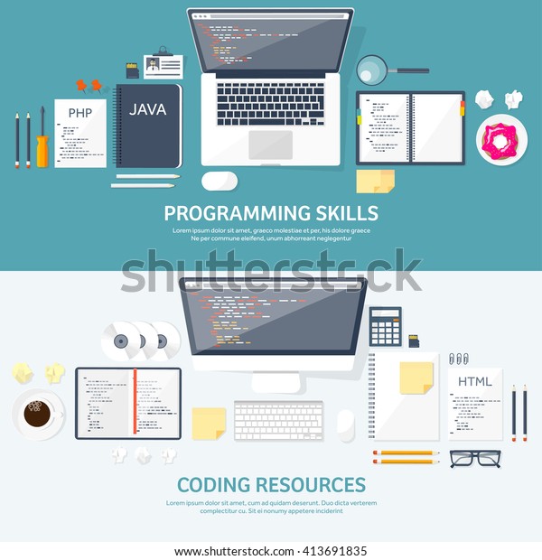 Programming Coding Backgroundflat Designprogram Source Codesoftware ...