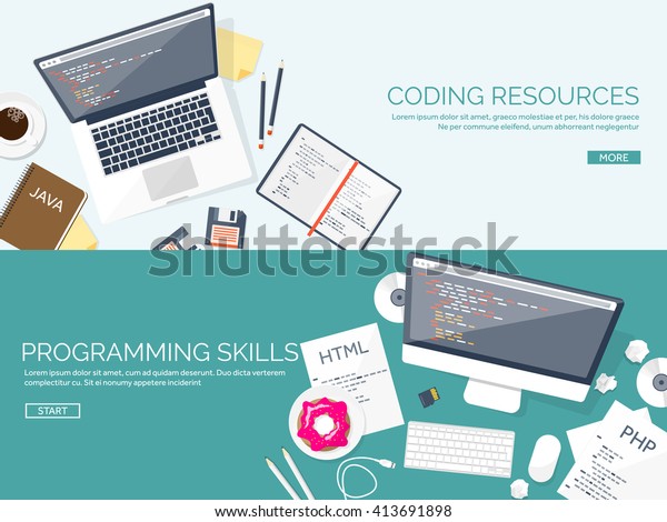 Programming Coding Backgroundflat Designprogram Source Codesoftware ...