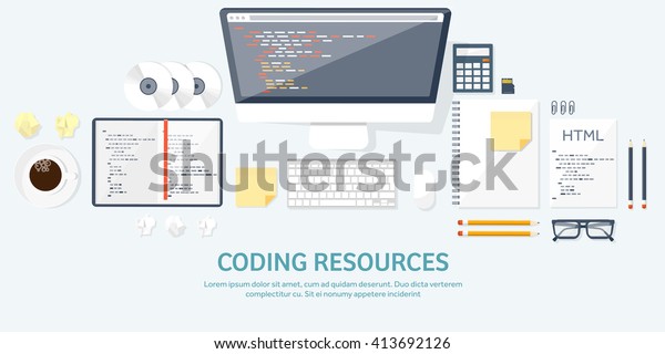 Programming Coding Backgroundflat Designprogram Source Codesoftware ...