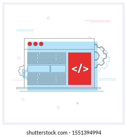 Programming, coding, best programming languages, flat illustration concept.