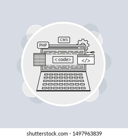 Programming and coding concept. Code on the screen laptop. Flat vector illustration