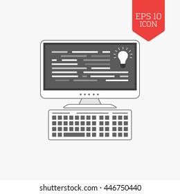 Programming, coding icon. Flat design gray color symbol. Modern UI web navigation, sign. Illustration element