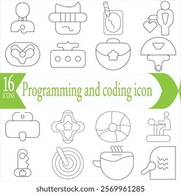 Programming and coding icon set. Software development icon collection. Contains such Icons as code, api, programmer, developer, information technology, coder and more See Less