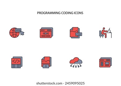 programming coding icon set.vector.Editable stroke.linear style sign for use web design,logo.Symbol illustration.