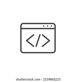 Programming, coding line icon. linear style sign for mobile concept and web design. Web coding outline vector icon. Symbol, logo illustration. Vector graphics