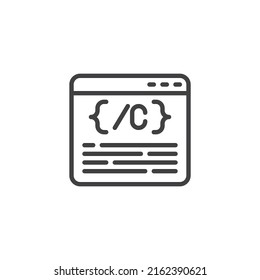 Icono de línea de codificación de programación. signo de estilo lineal para concepto móvil y diseño web. Icono de vector de esquema de codificación de sitios web. Símbolo, ilustración del logotipo. Gráficos vectoriales