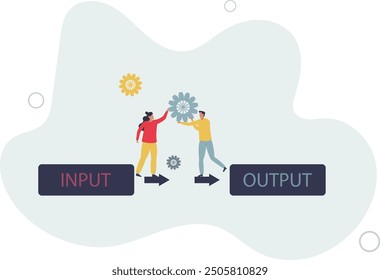 Programming and coding set of rules for website automation and information management.flat design with people.