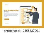 Programming, coding, software development landing page templates for website web page Vector illustration