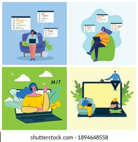 Programming and coding, Website development, Web design. Flat style design modern vector illustration concept.