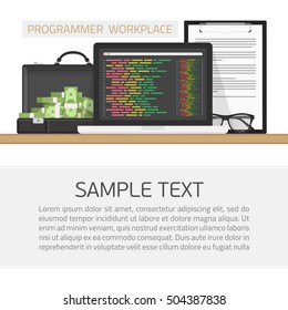 Programming and coding, Website development, Web design concept. Infographic Template. Modern vector illustration concept, isolated on white background.