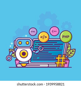 programming concept with assistant robot